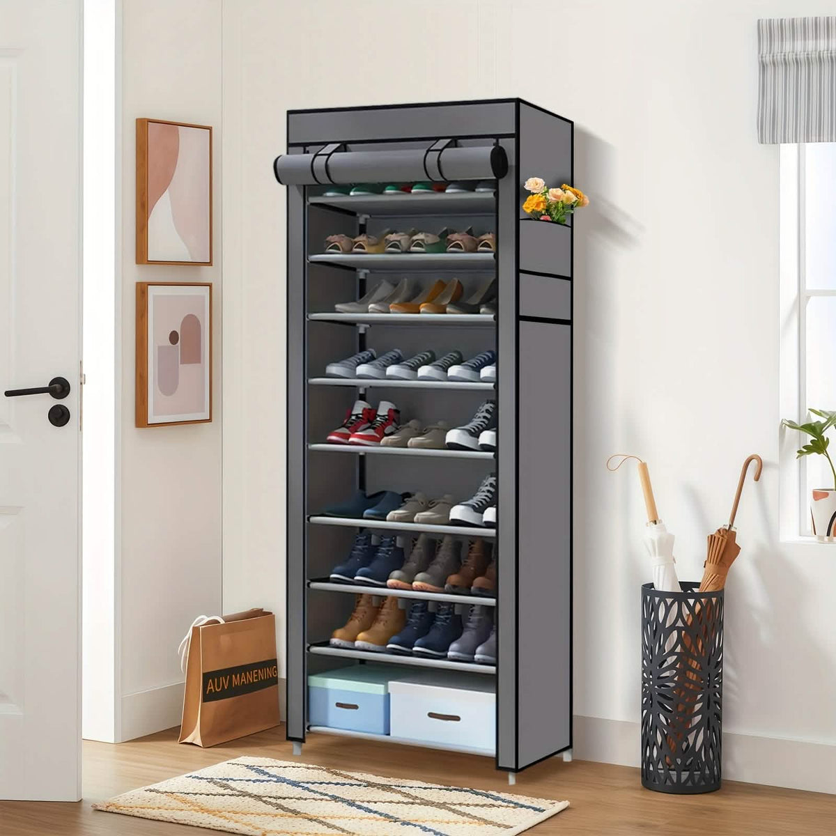 10-lagiges 9-Fach Schuhregal Aufbewahrung Schrank Organizer