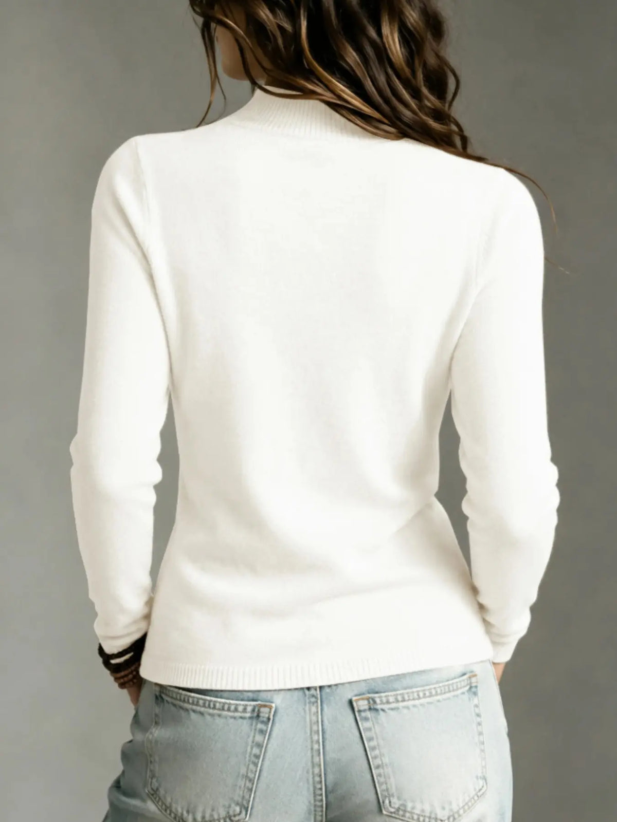 Herbstpullover mit falschem Kragen und Wickeloptik für Damen