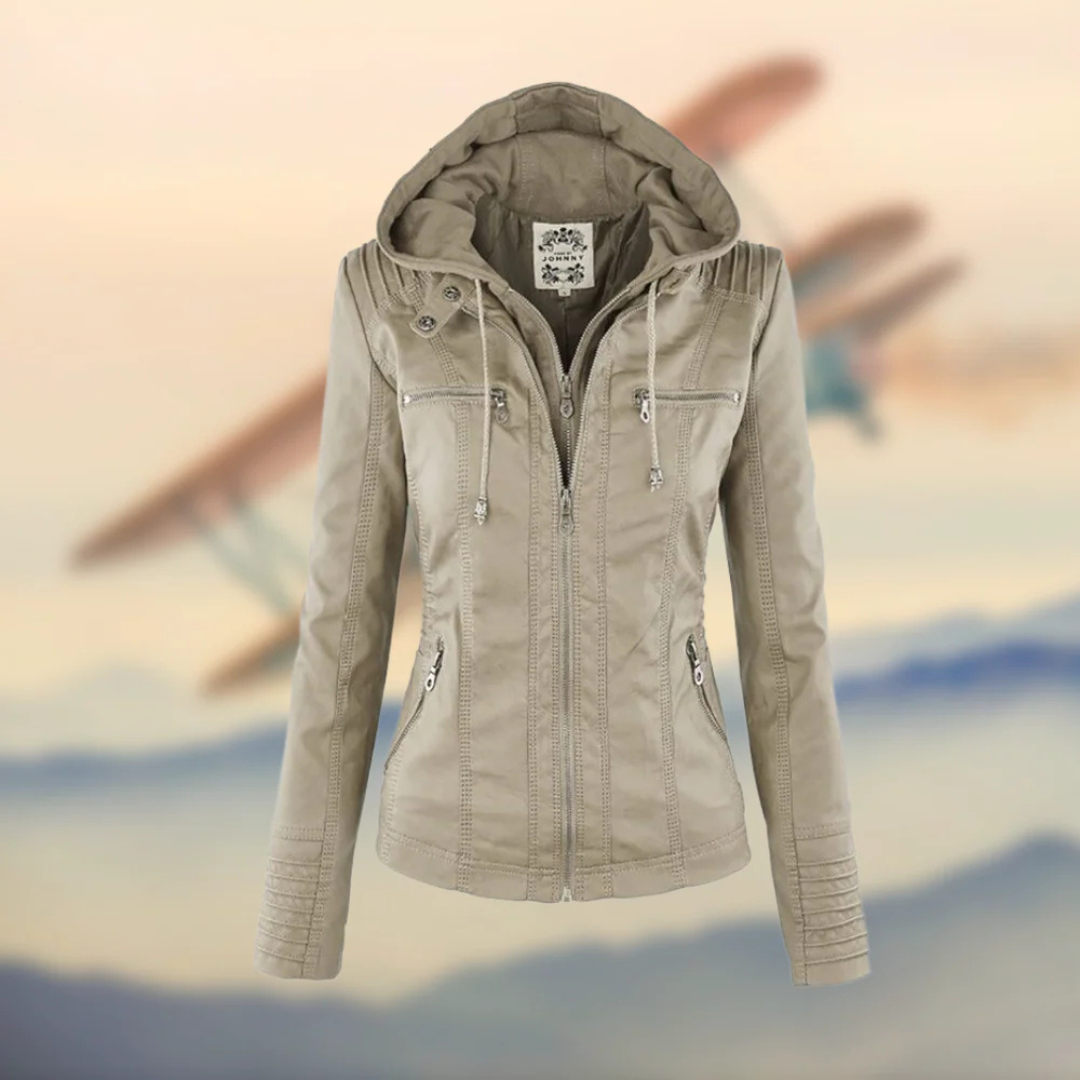 Vegane Damenjacke mit Kapuze & figurbetontem Schnitt – UrbanGrace Jacket
