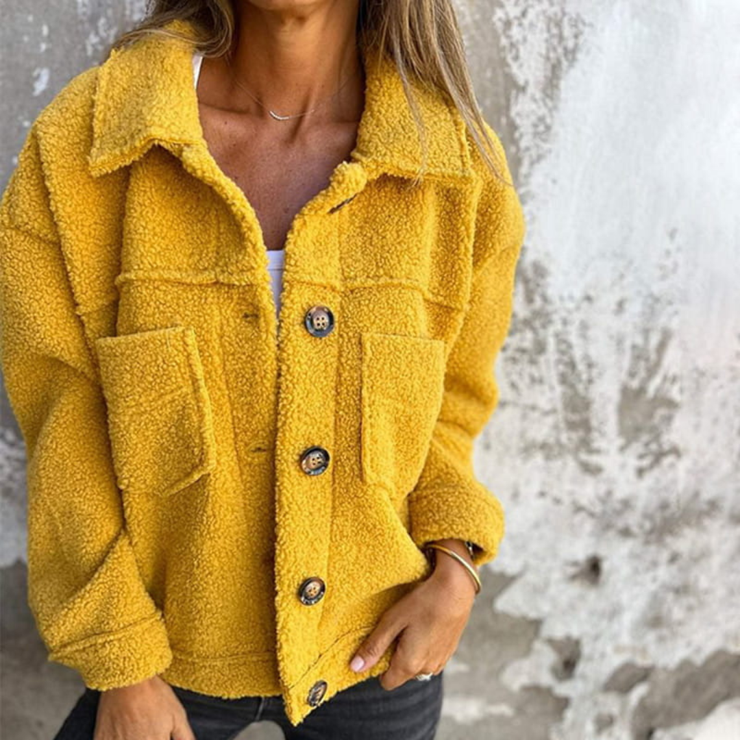 Teddyjacke Damen kurz & warm mit Reverskragen – CozySpring Jacket