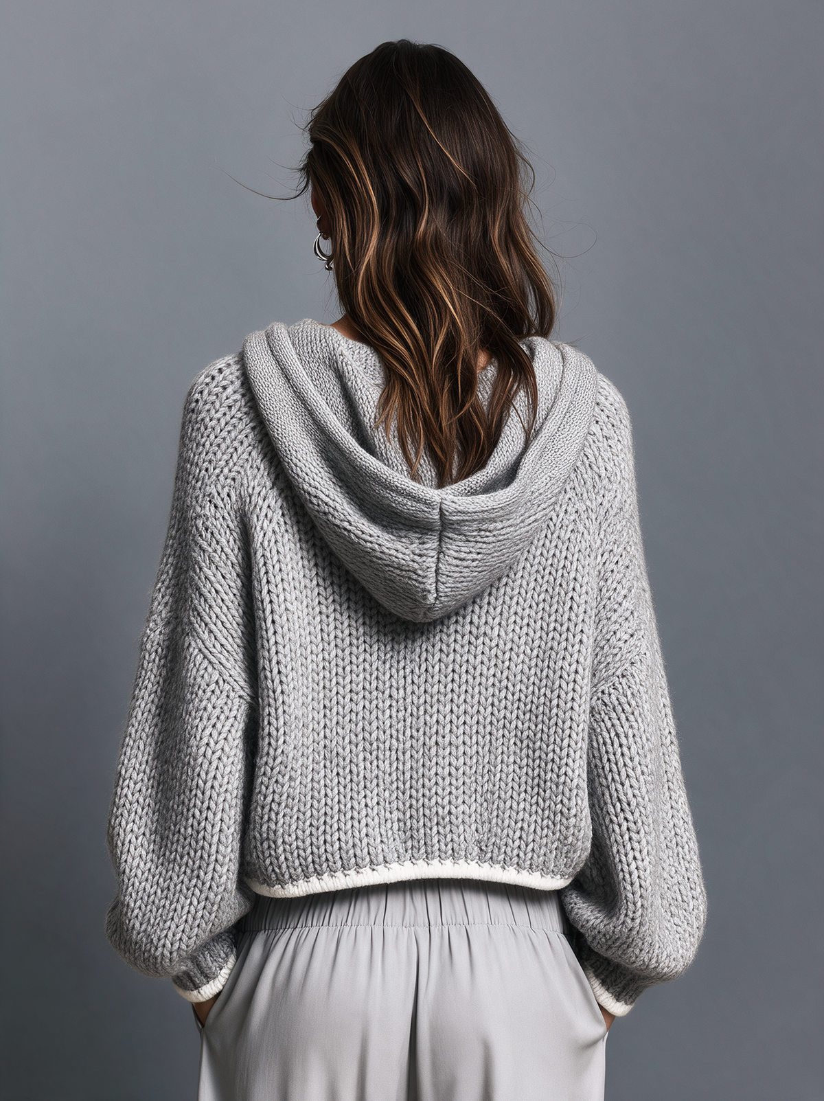 Damen Lässiger Langarm-Strickhoodie