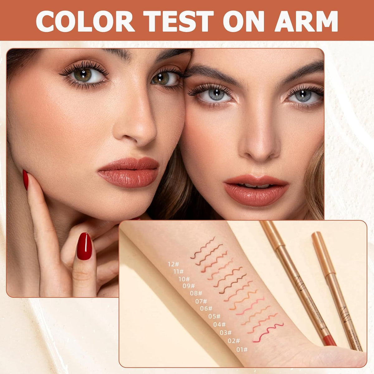 12-teiliges mattes Lipliner-Set mit Anspitzer, blendbare Lippenkonturenstifte
