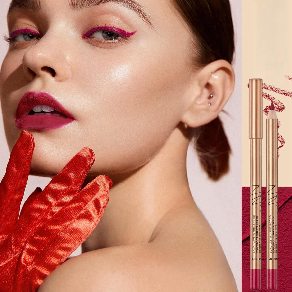 12-teiliges mattes Lipliner-Set mit Anspitzer, blendbare Lippenkonturenstifte