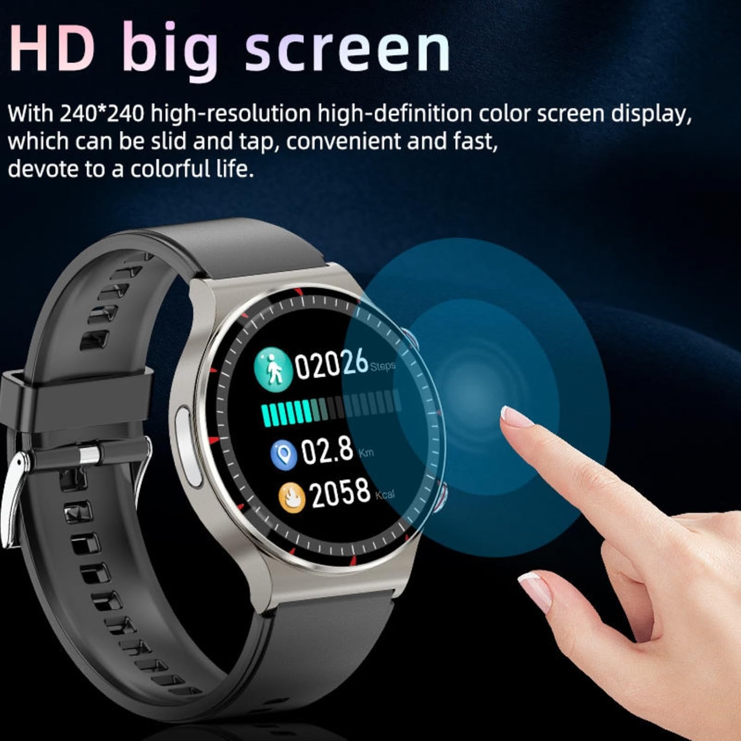 Nordspur | Runde HD Touchscreen Smartwatch  für Männer