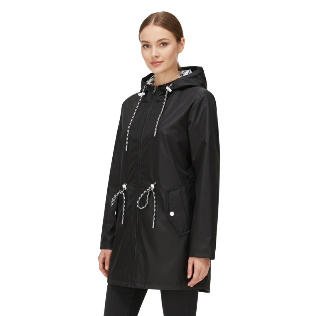 Damen Wasserdichte Leichte Jacke mit Verstellbarer Taille – Regenjacke mit Kapuze