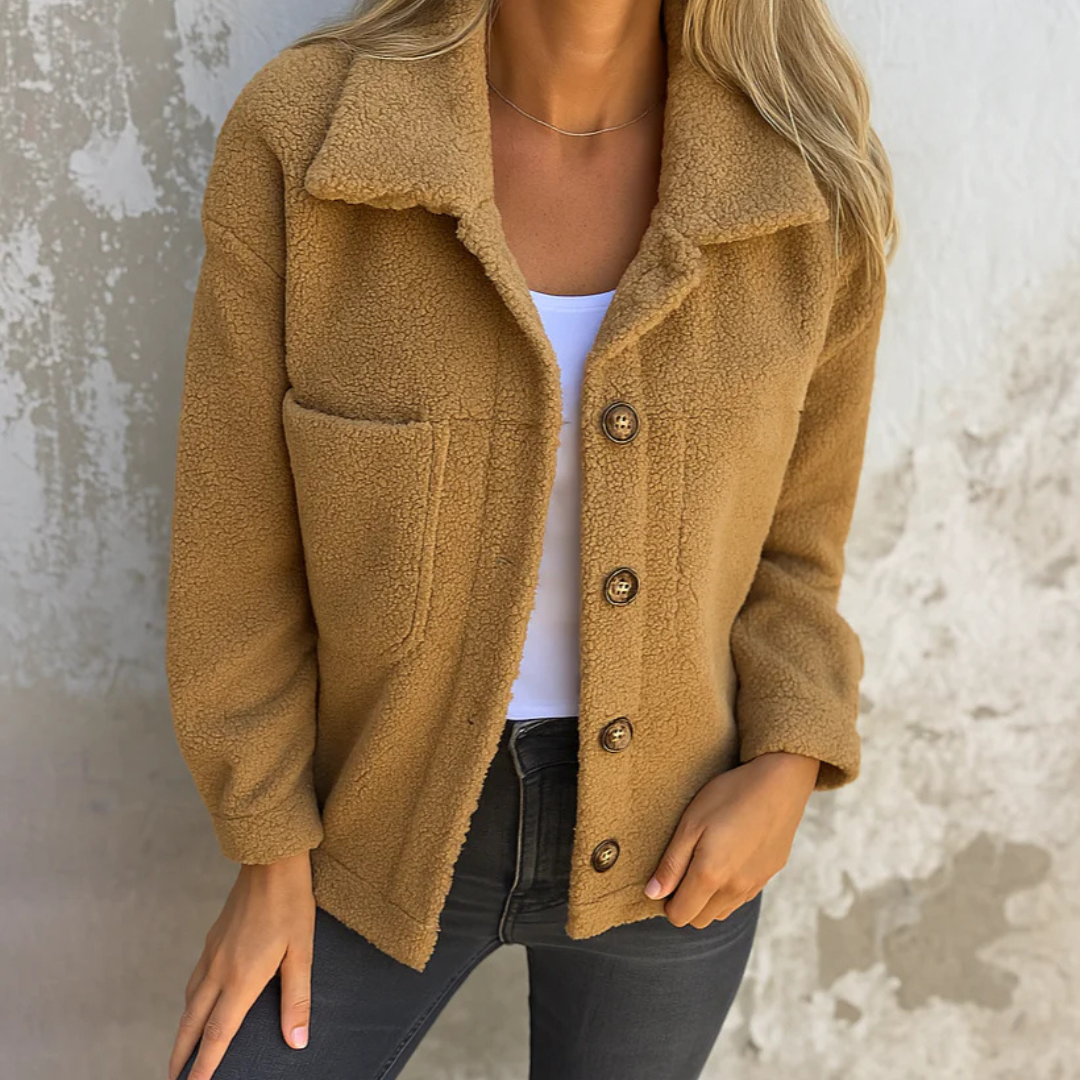 Teddyjacke Damen kurz & warm mit Reverskragen – CozySpring Jacket