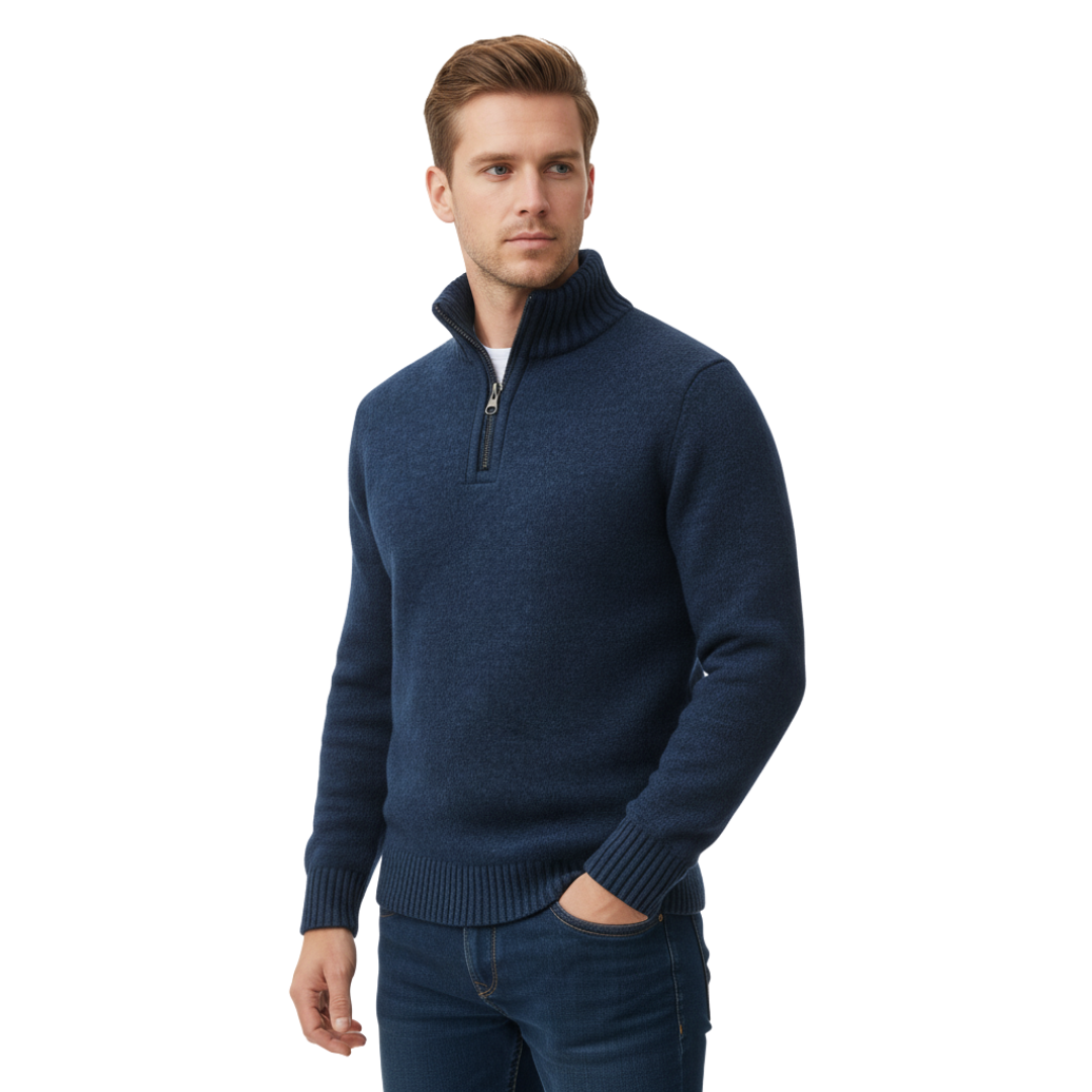 Nordspur | MerinoEdge Strickpullover mit Halb-Reißverschluss