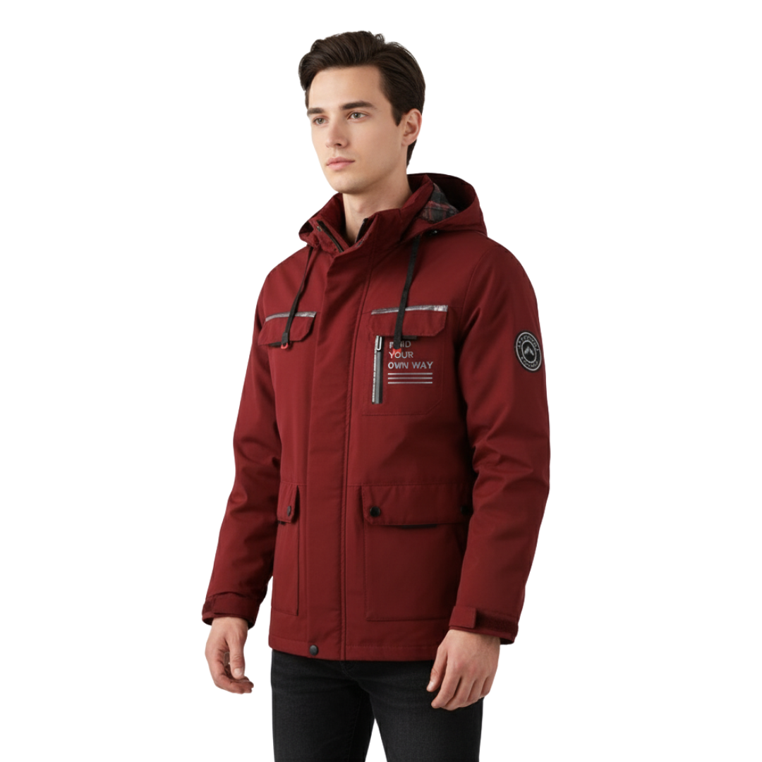 Herren Fleecejacke mit Kapuze – Winddichte Outdoor-Jacke mit Reißverschluss