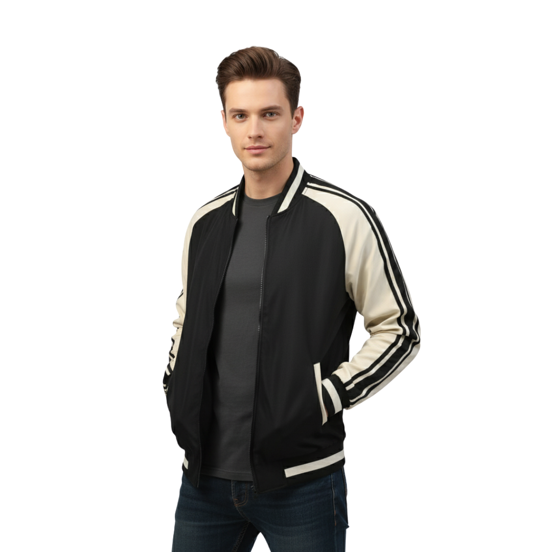 Herren Retro-Trackjacke mit Streifen – Klassische Sportjacke mit Reißverschluss