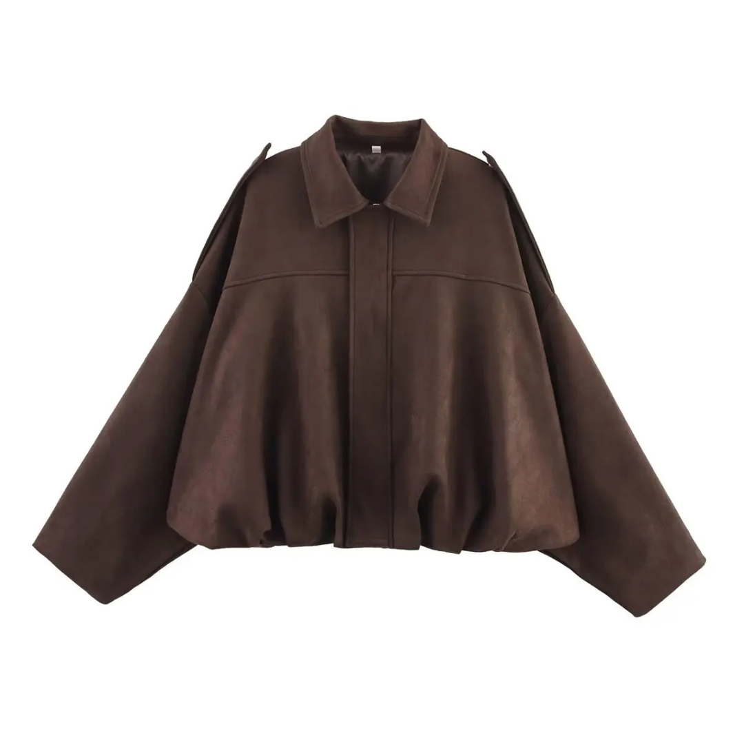 Mantel Damen im Bomberstil mit Reißverschluss & Umlegekragen – VelvetEase Jacket