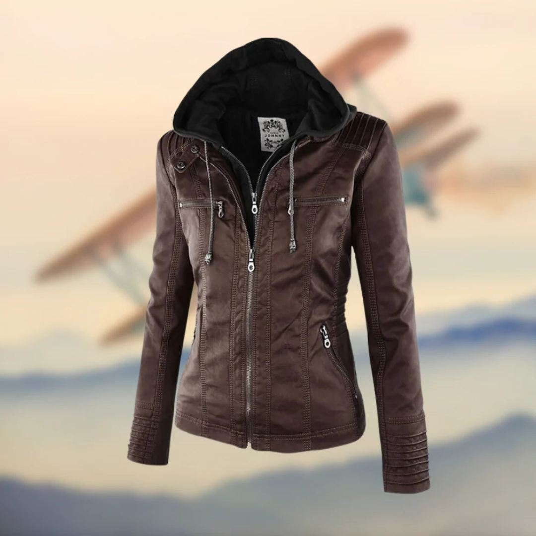 Vegane Damenjacke mit Kapuze & figurbetontem Schnitt – UrbanGrace Jacket