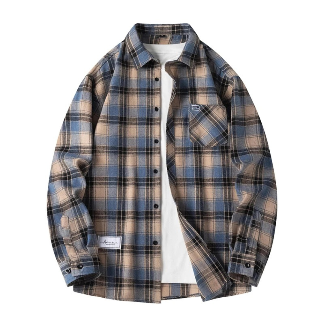 Herren Flanellhemd mit Karomuster & Oversized Fit | Weiches Holzfällerhemd