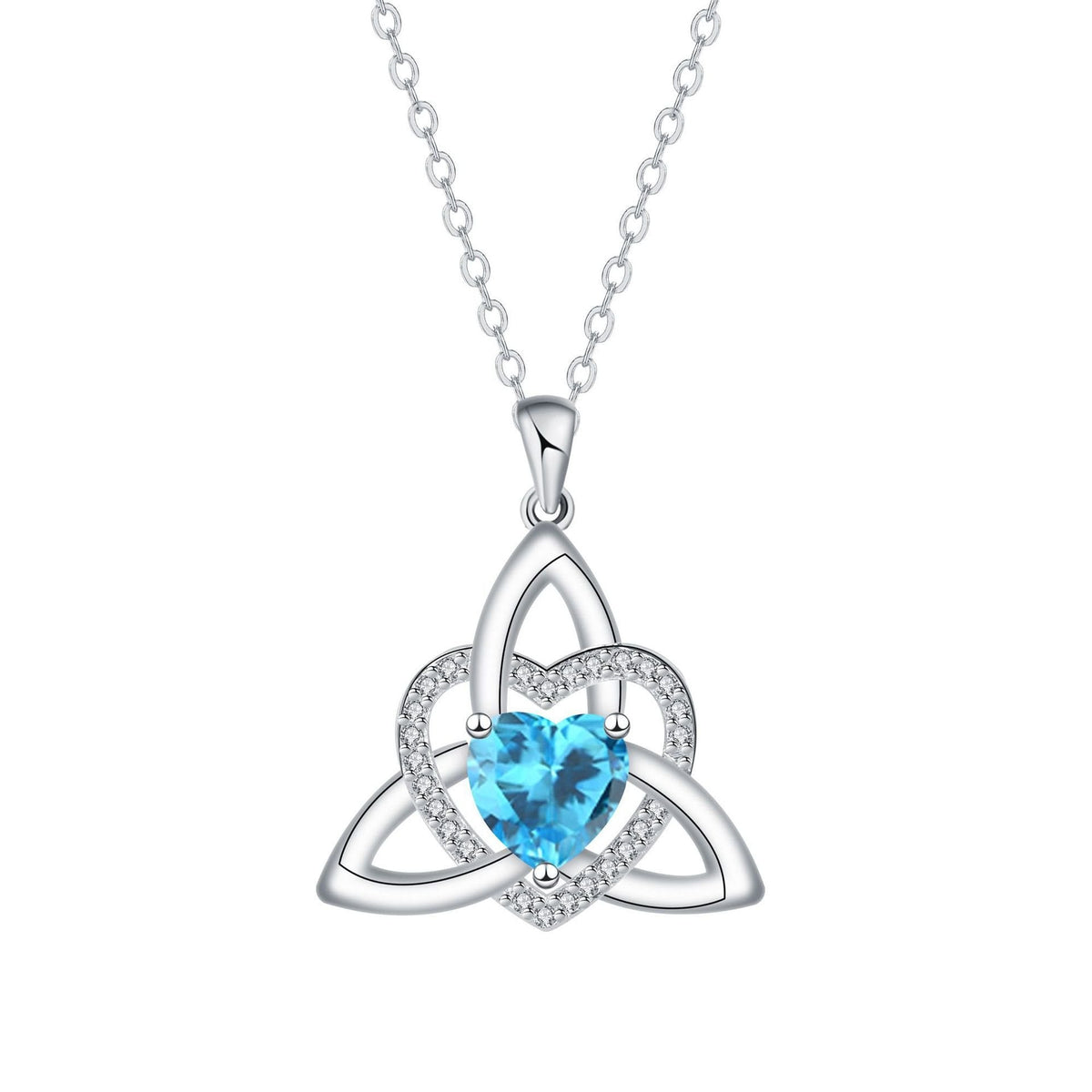 Geburtsstein Keltischer Trinity Knoten Herz Halskette Herzförmiger Keltischer Trinity Knoten Geburtsstein Anhänger