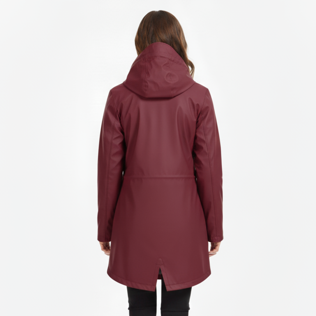Wasserdichter Damenmantel mit Fleece-Futter und Kapuze – Warme Winter-Regenjacke