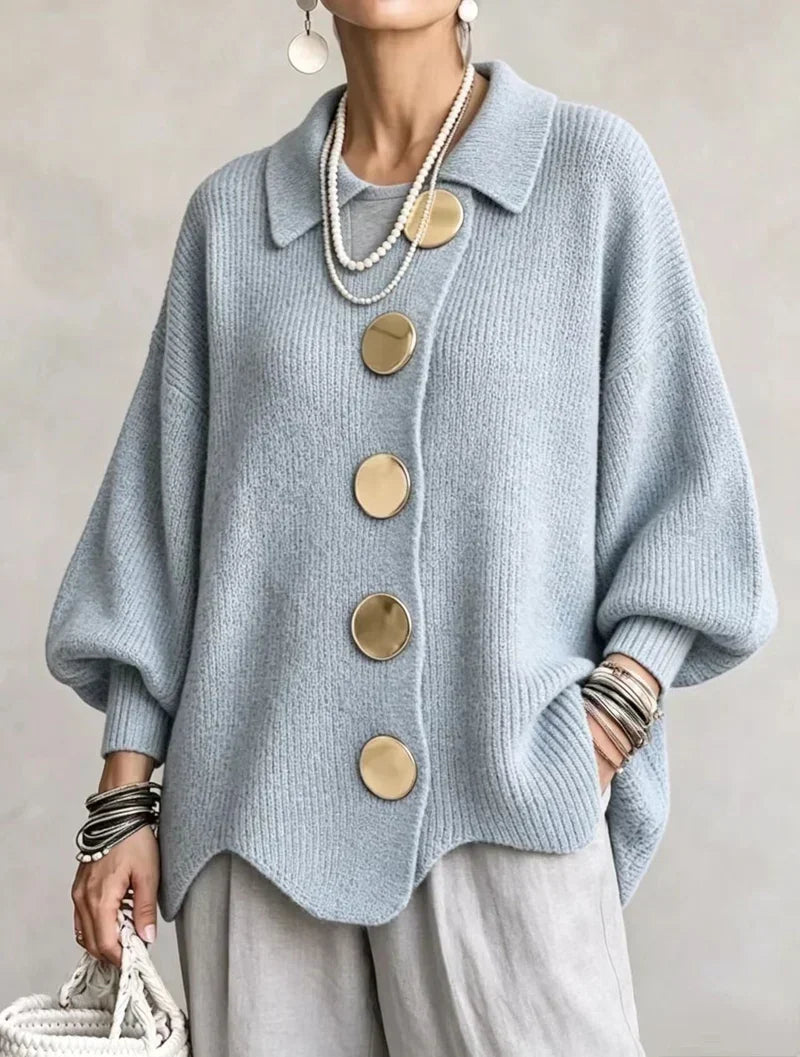 Oversized Strickweste Damen mit goldenen Knöpfen