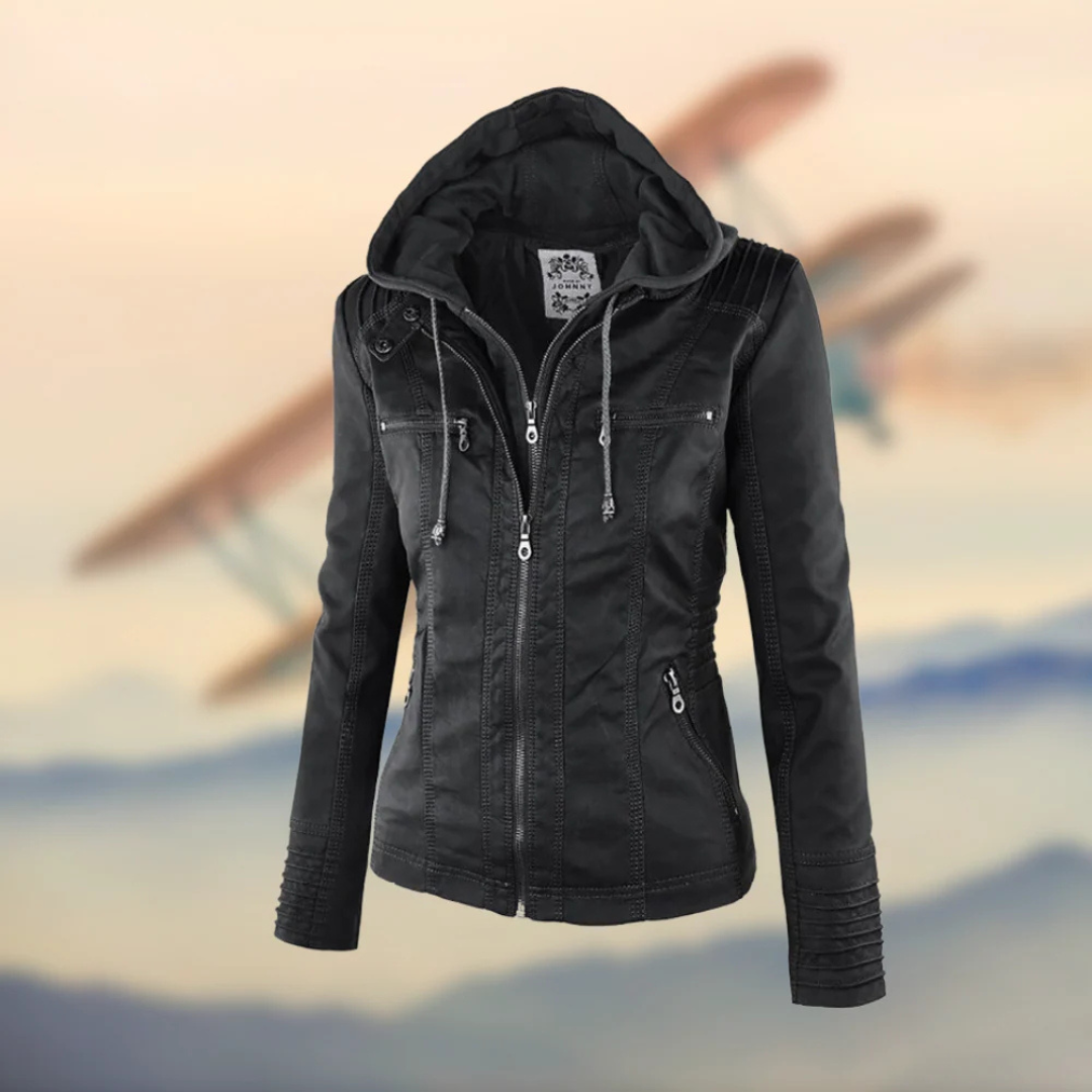 Vegane Damenjacke mit Kapuze & figurbetontem Schnitt – UrbanGrace Jacket
