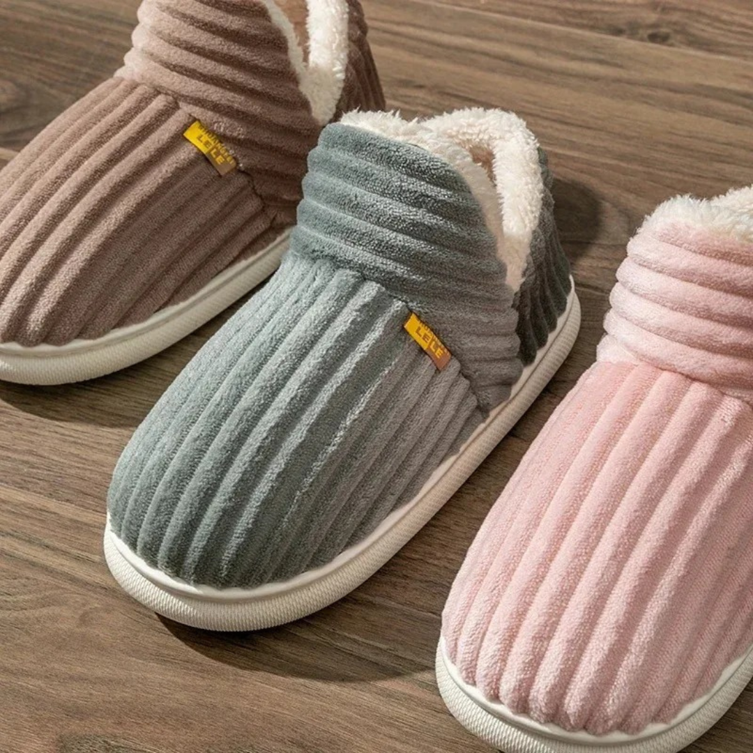 Flanell Hausschuhe Winter warm & rutschfest für Damen & Herren – CozyStripe