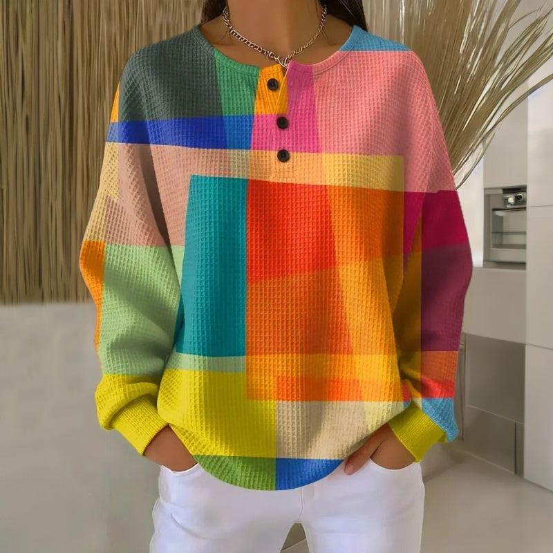 Buntes Vintage Sweatshirt mit Rundhalsausschnitt