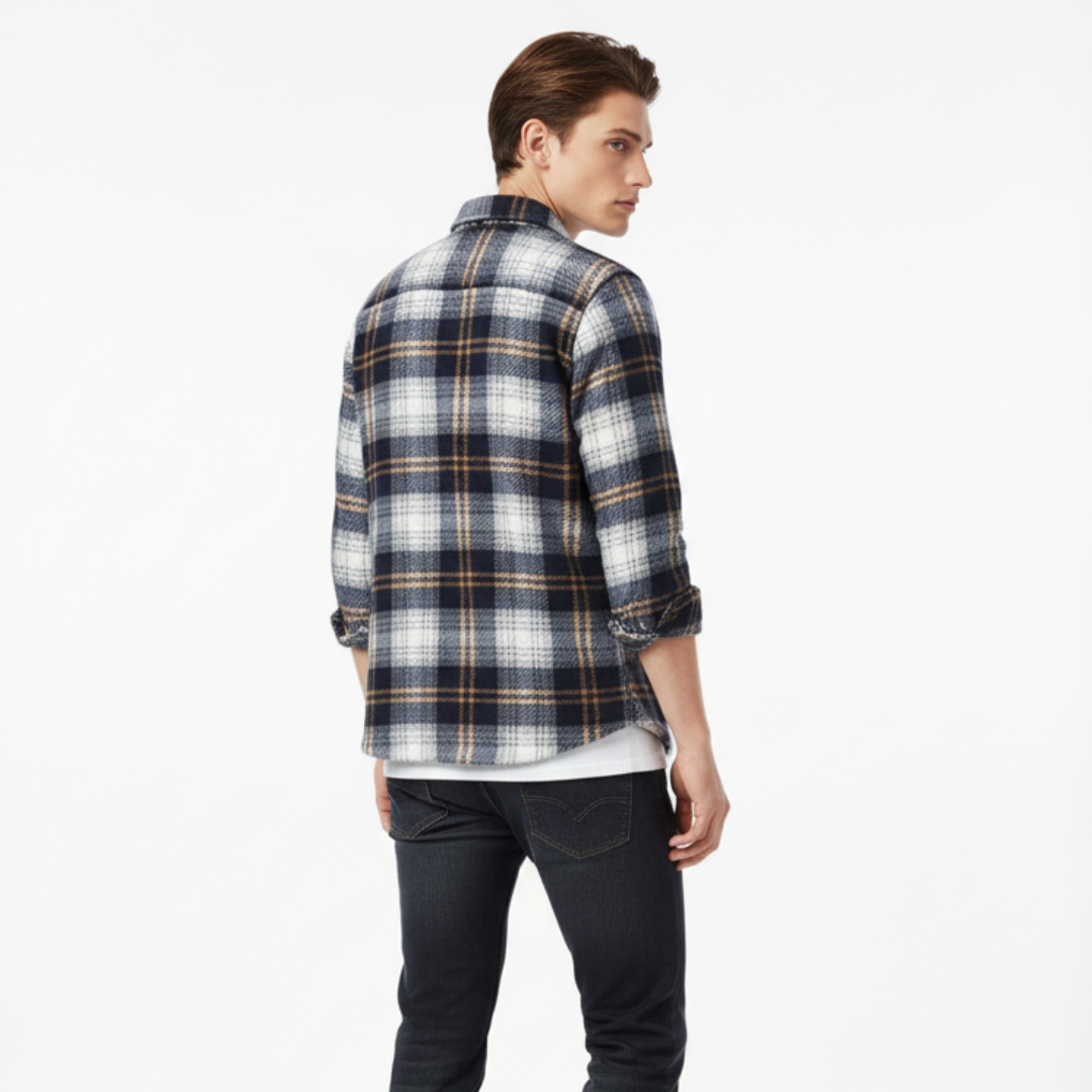 Herren Flanelljacke mit Fleecefutter & Karomuster | Warme Winter Overshirt-Jacke