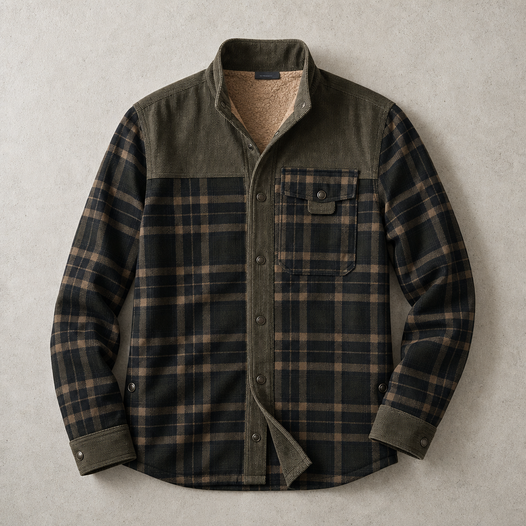 Brunico Karo-Flanell Sherpa-gefüttertes Field Overshirt
