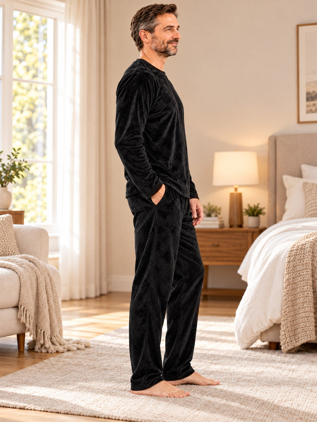 Herren Kuscheliges Thermo-Samt-Pyjama-Set