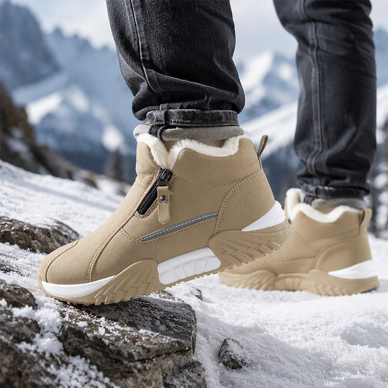 Herren Warme PU-Leder Casual Sneakers mit Reißverschluss