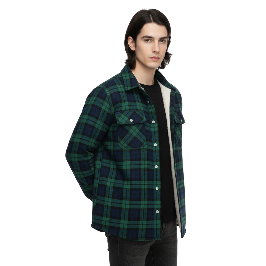 Sherpa Jacket – Herren Flanelljacke mit Fleecefutter & 3 Taschen | Warme Karo Overshirt-Jacke