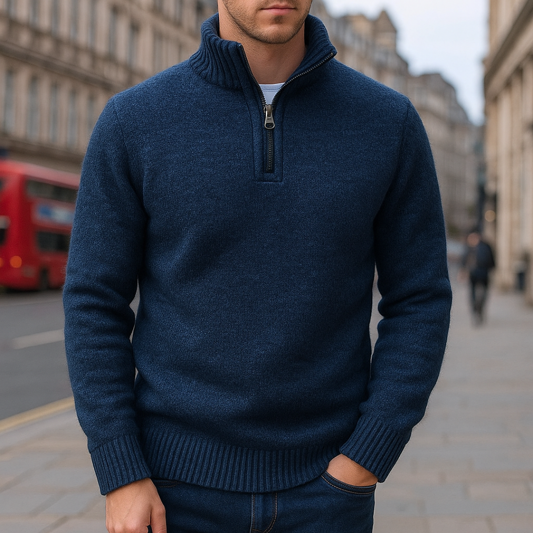 Nordspur | MerinoEdge Strickpullover mit Halb-Reißverschluss