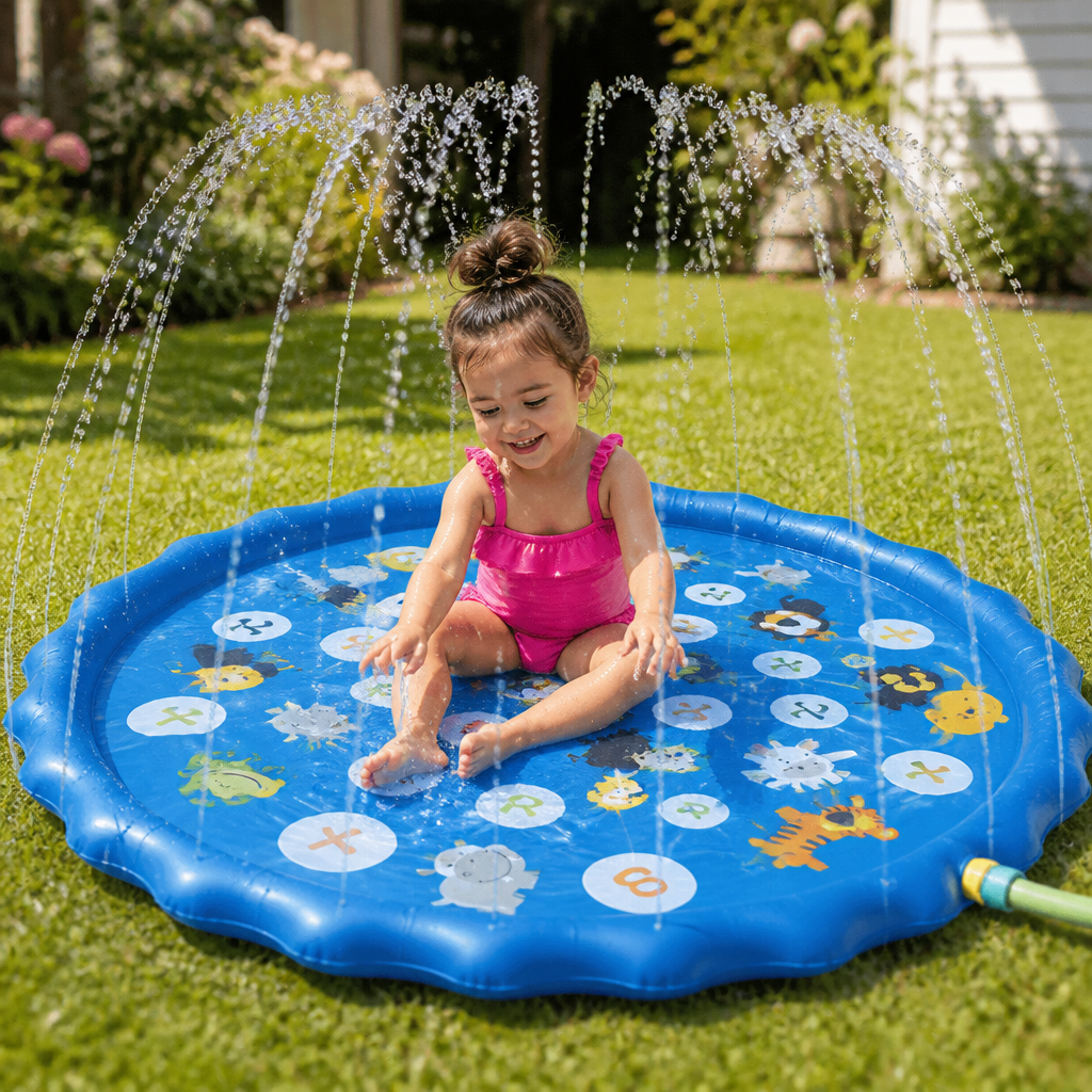 Aufblasbare Kinder-Spritzfläche mit Sprinkler – Outdoor-Wasserspielmatte für Garten & Strand