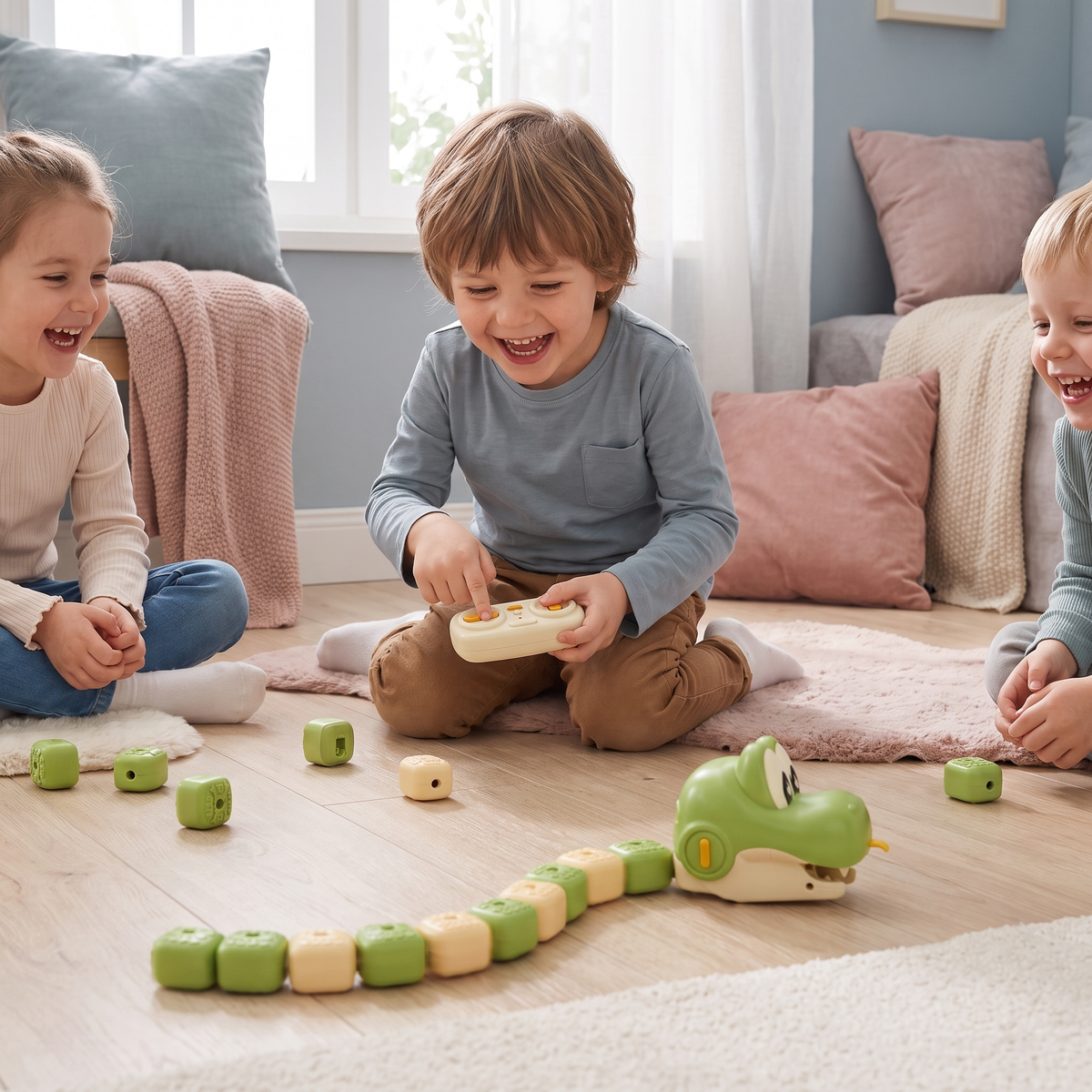 Interaktives Wachsendes Ferngesteuertes Schlangen-Spielzeug STEM – Frisst Bausteine und Verlängert Sich