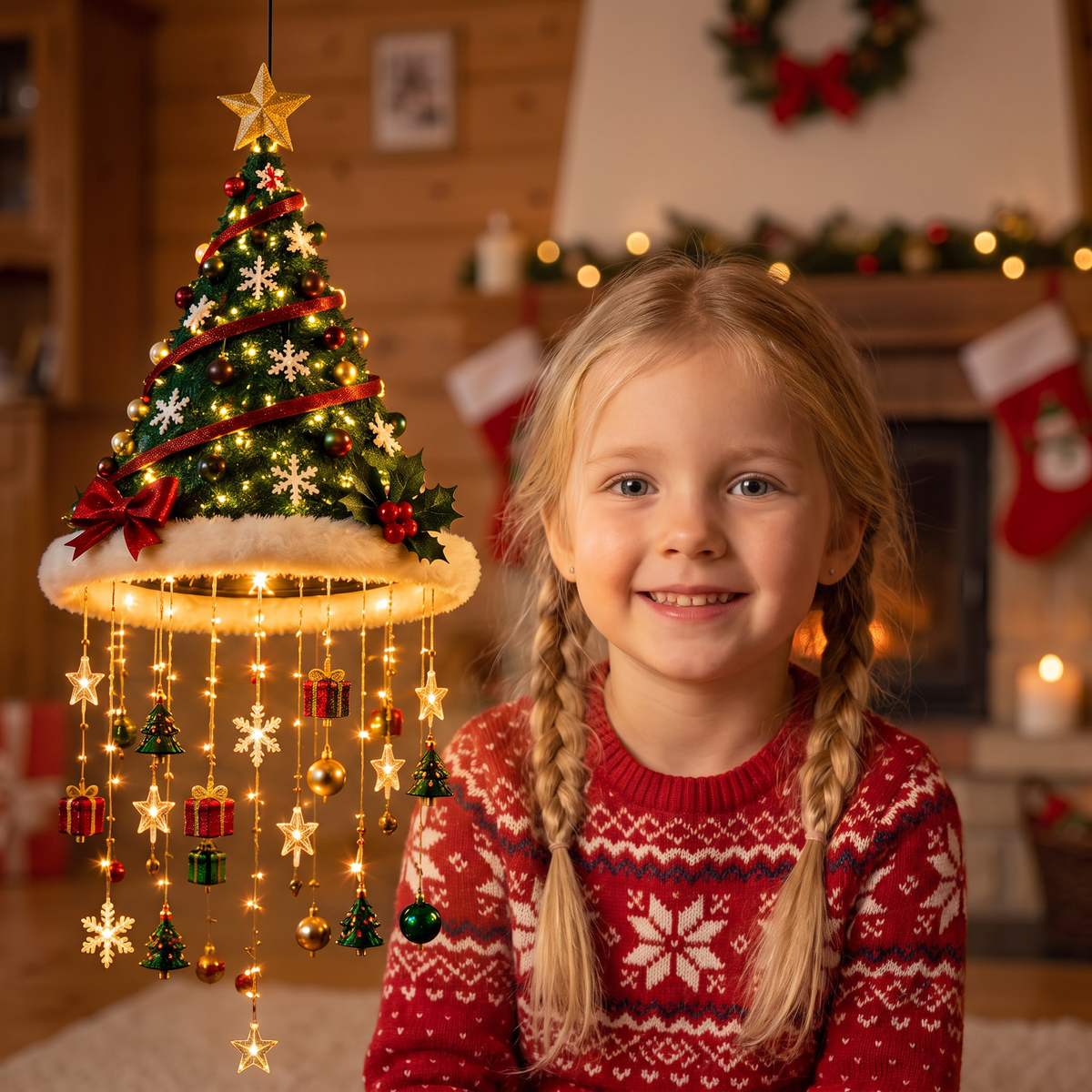 Weihnachtliche Weihnachtsmannmützen-Lichter mit LED-Lichterkette