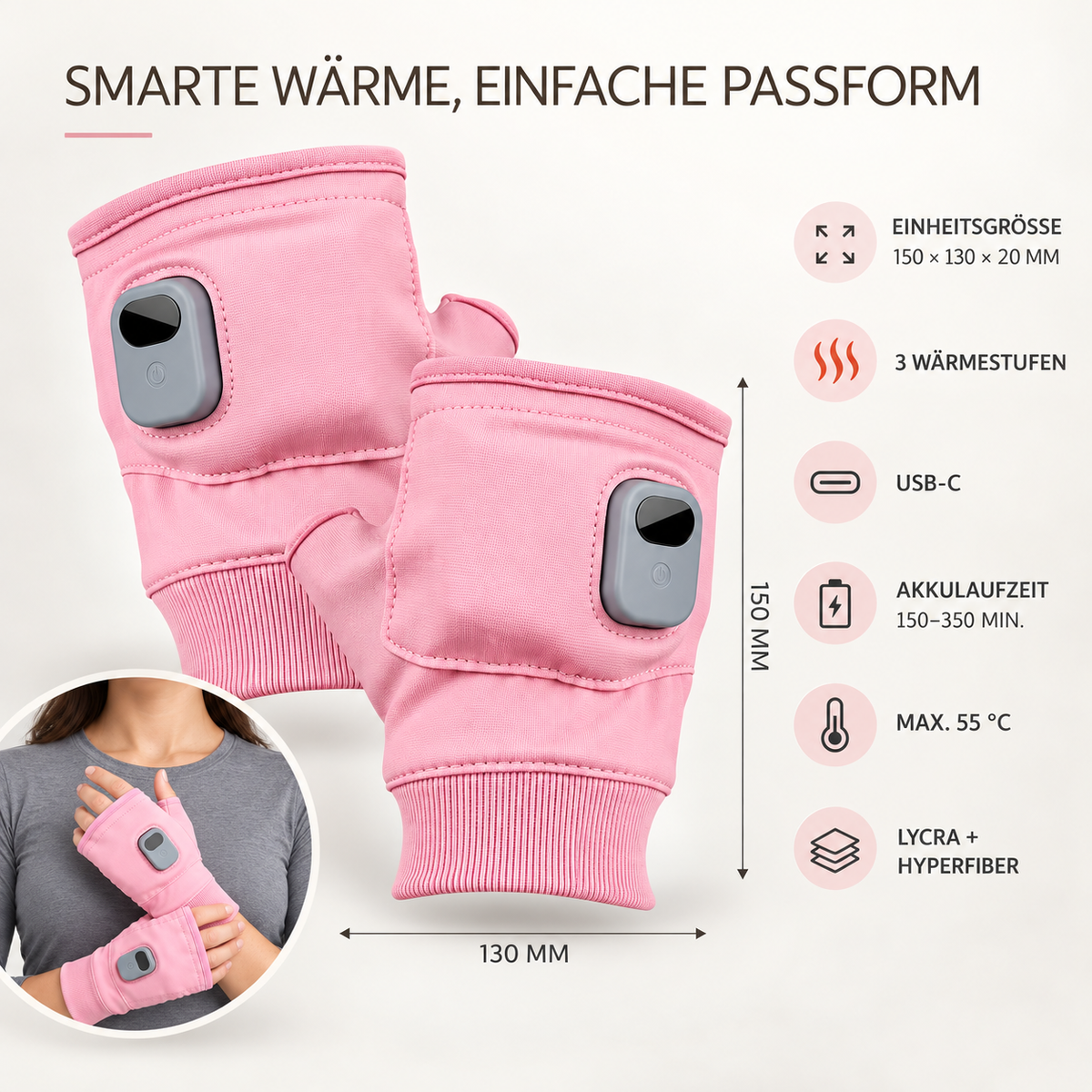 Beheizte Handschuhe fürs Rennrad mit Halbfinger-Design