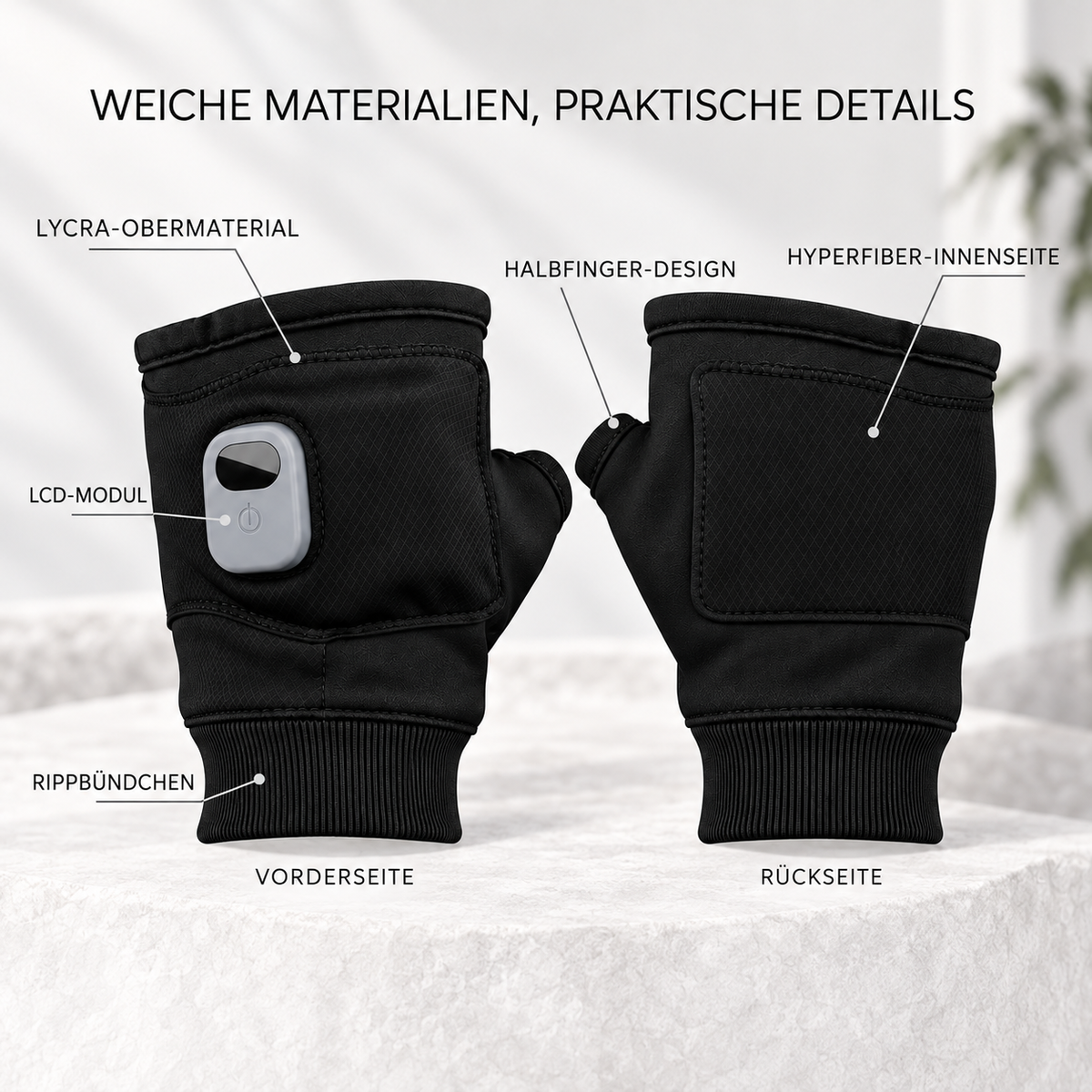 Beheizte Handschuhe fürs Rennrad mit Halbfinger-Design