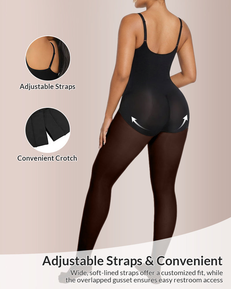 Sheer Illusion Strumpfhose & Bauchkontrolle Fleece-gefütterter Body