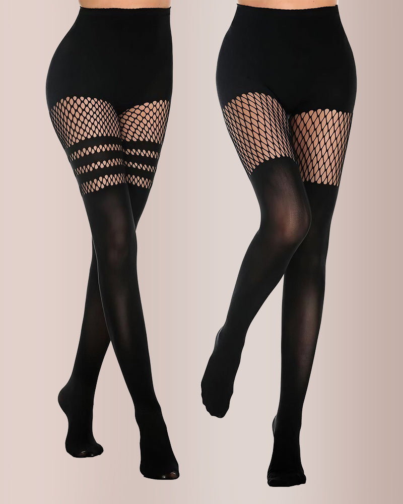 Cut-Out Fishnet Strumpfhose Illusion Feinstrumpfhose (2er-Pack)