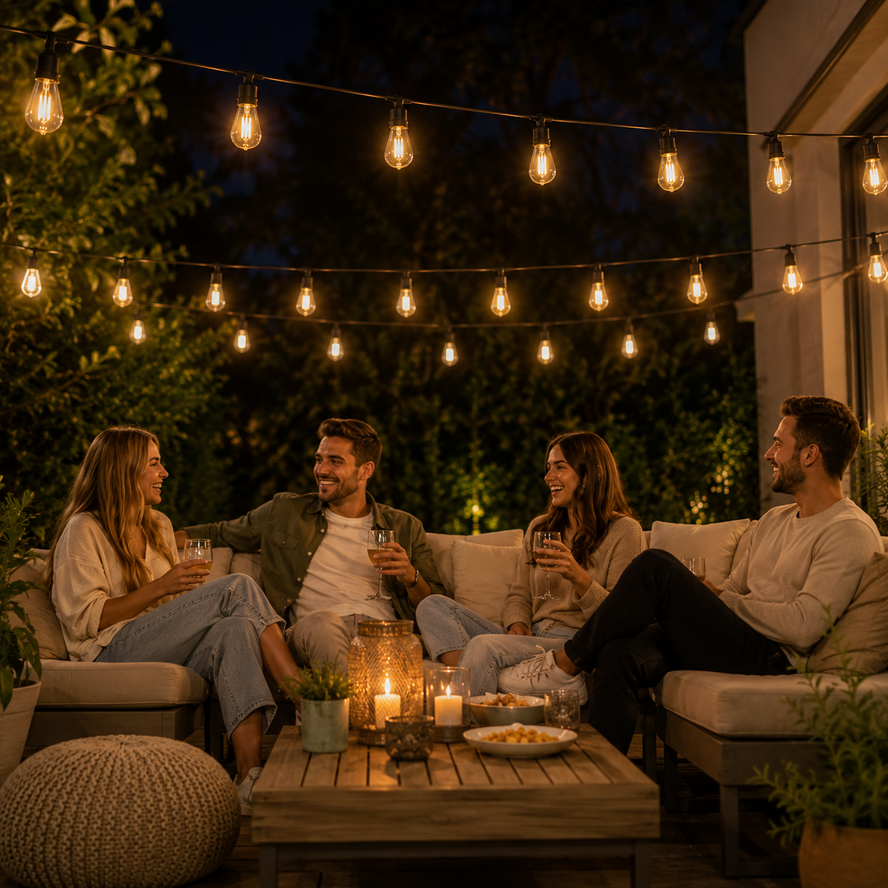 CampGlow Solar Lichterkette Balkon | Wetterfest, warmweiß, ohne Steckdose