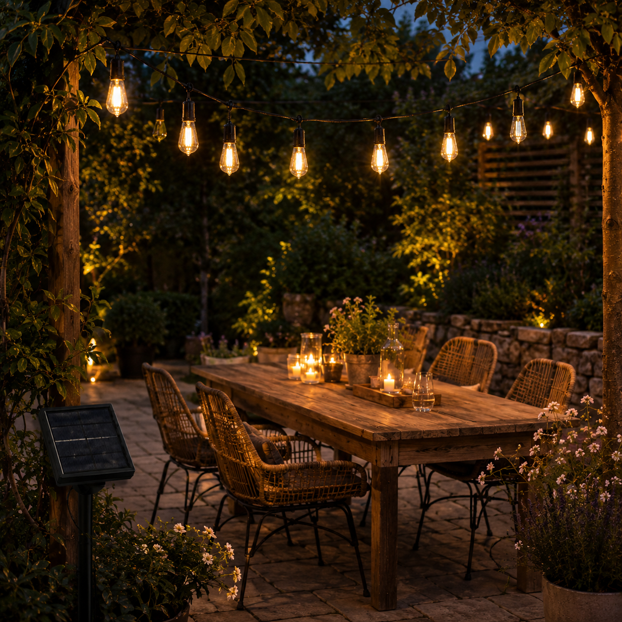 CampGlow Solar Lichterkette Balkon | Wetterfest, warmweiß, ohne Steckdose