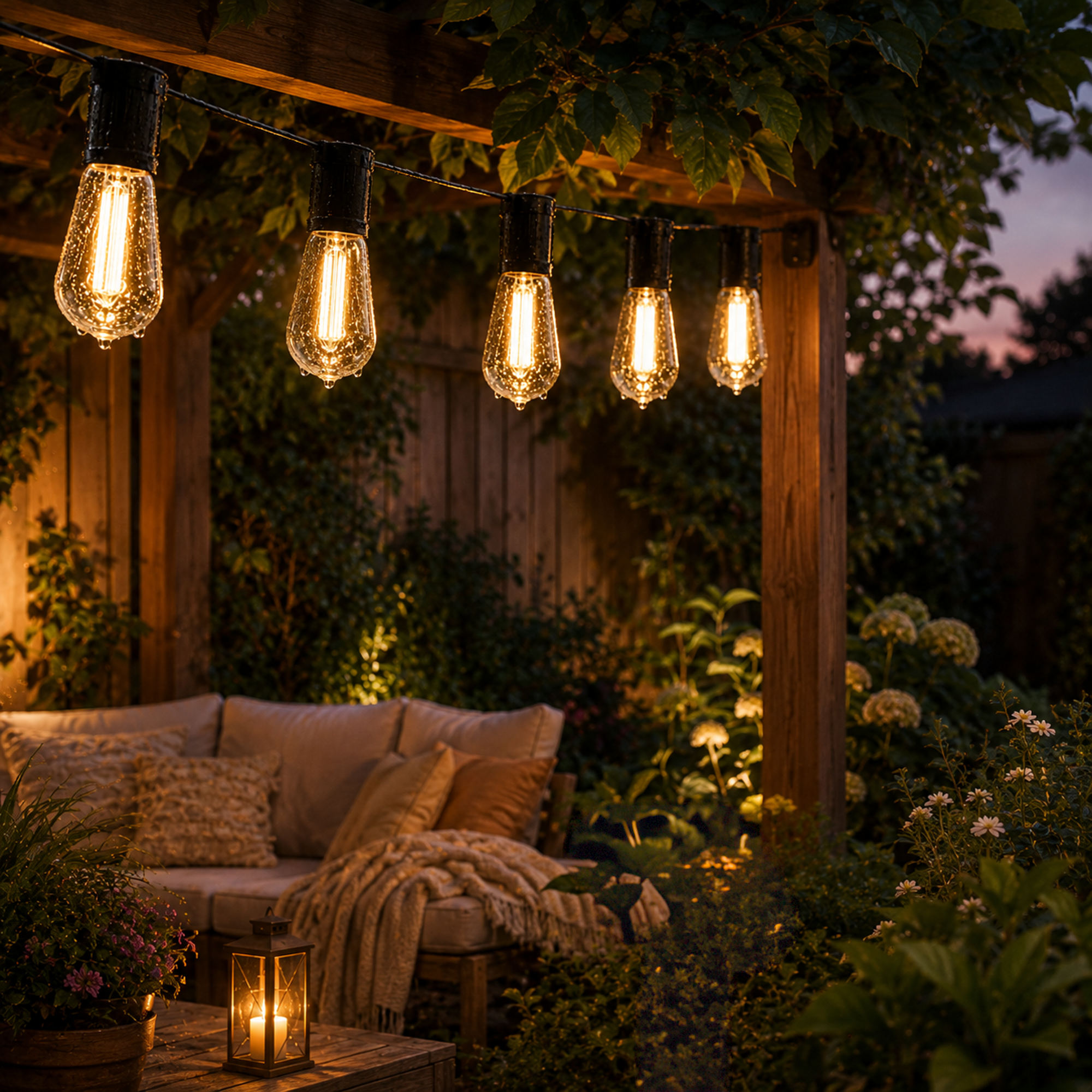 CampGlow Solar Lichterkette Garten | Wetterfest, warmweiß, ohne Strom