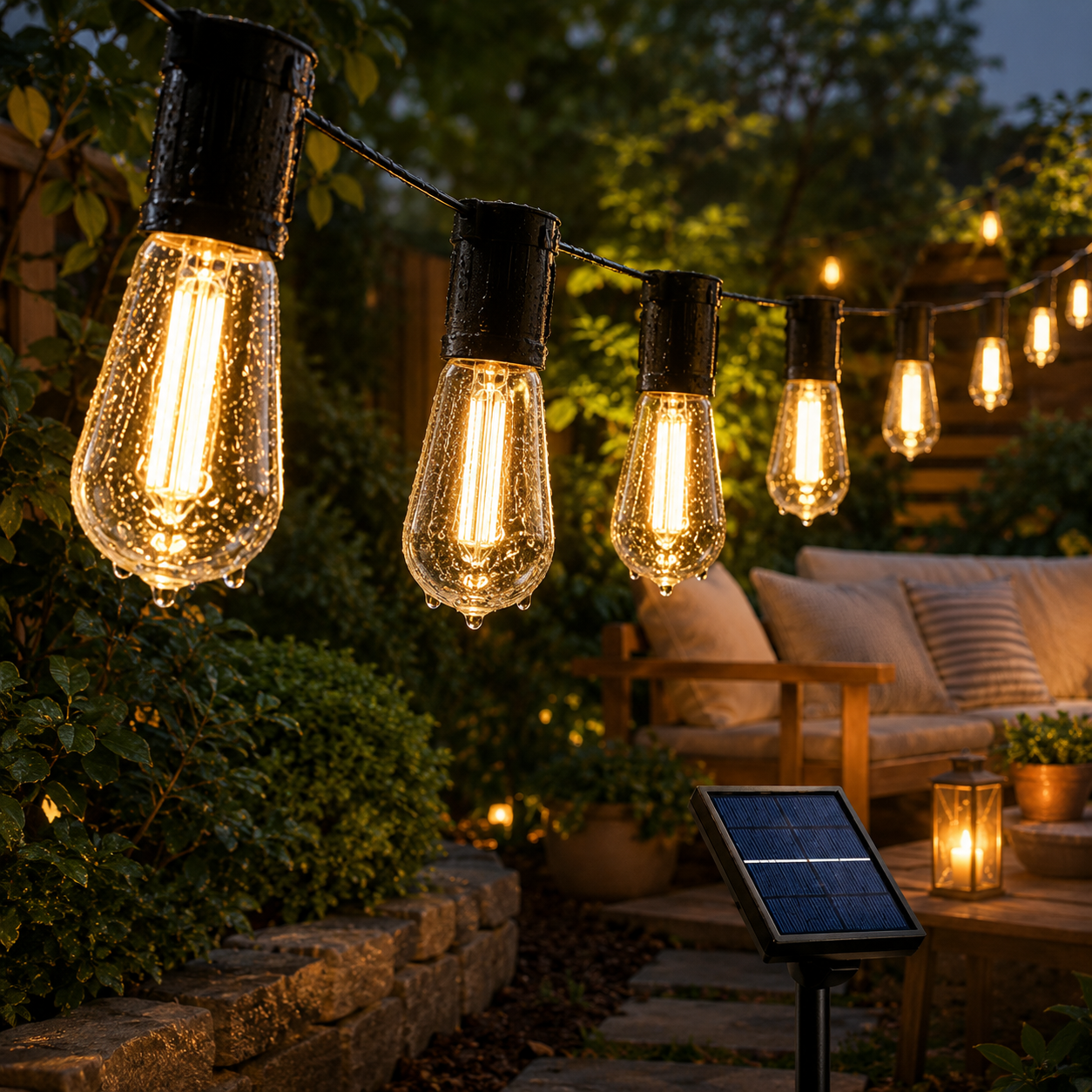 CampGlow Solar Lichterkette Garten | Wetterfest, warmweiß, ohne Strom