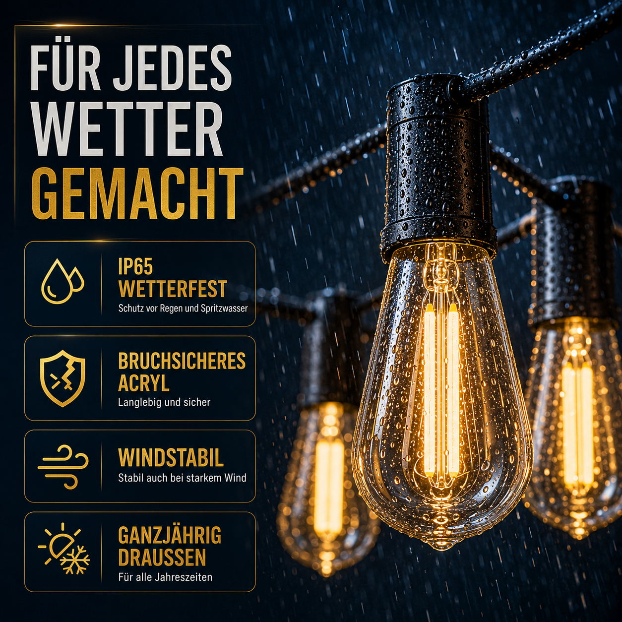 CampGlow Solar Lichterkette Pergola | Biergarten-Feeling für die Terrasse