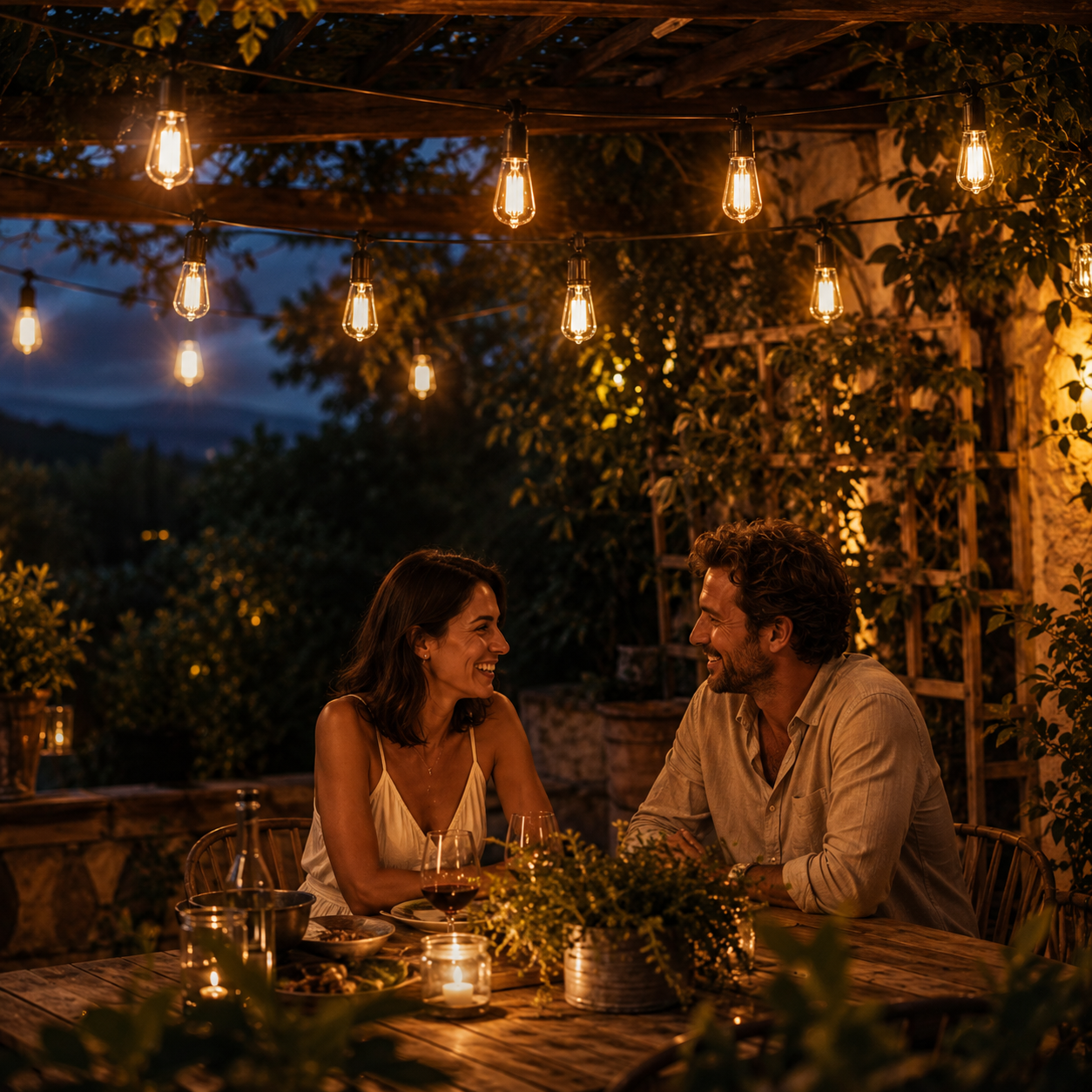 CampGlow Solar Lichterkette Pergola | Biergarten-Feeling für die Terrasse