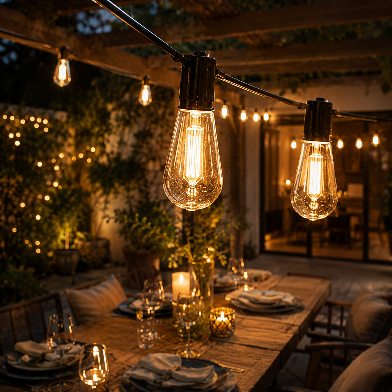 CampGlow Solar Lichterkette für Gartenparty | Wetterfest, warmweiß