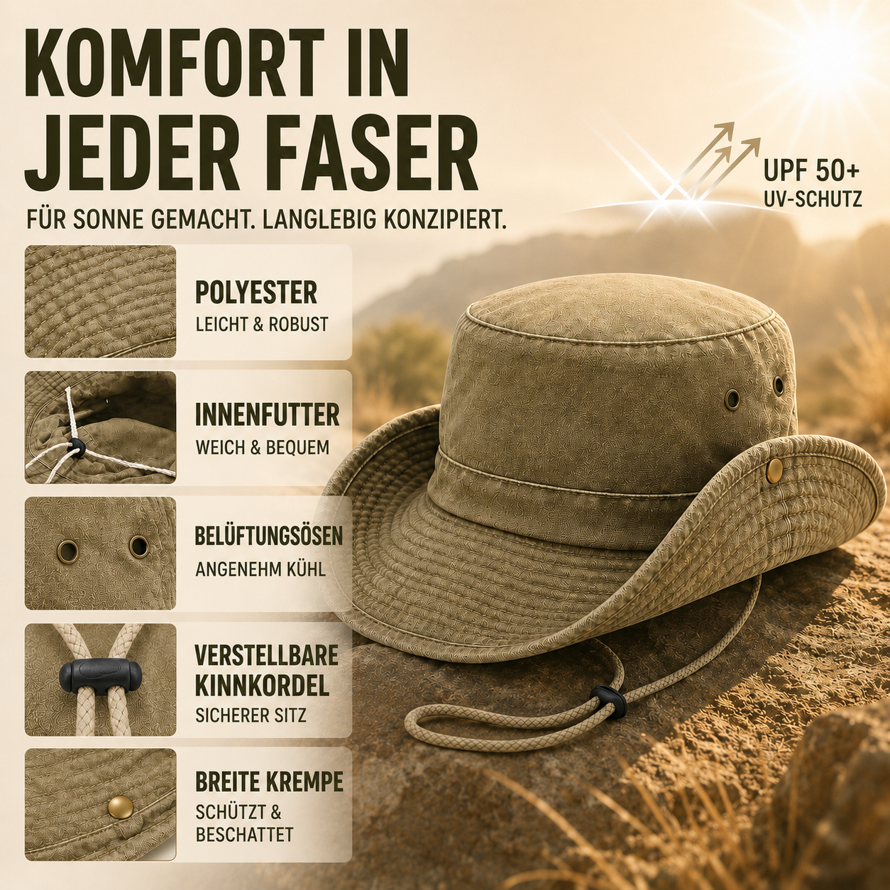 Nordspur | Brimlow Unisex Flachkrone Einfarbiger Hut