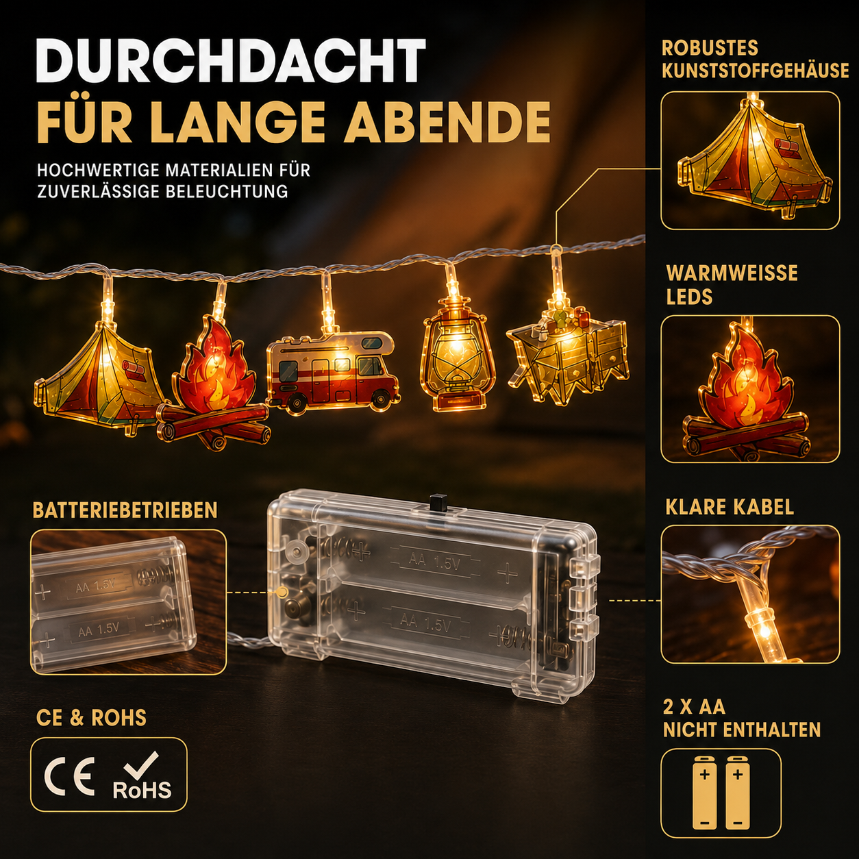LED Lichterkette Campingmotiv – LagerGlanz