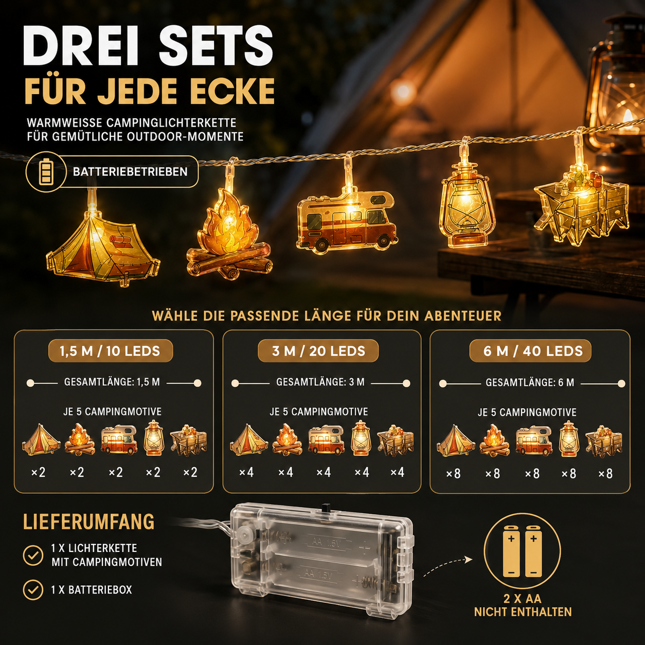 LED Lichterkette Campingmotiv – LagerGlanz