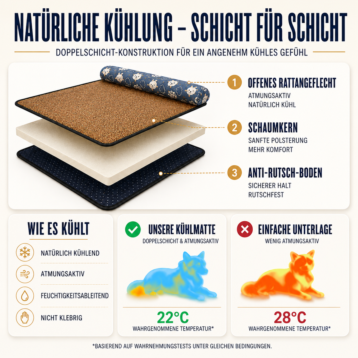 Nordspur | Coolweave Geflochtene Rattan-Kühlmatte mit Kissen