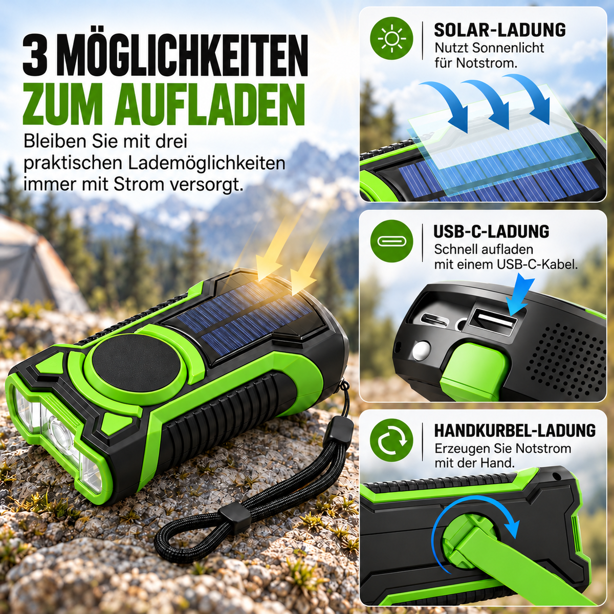 Nordspur | Crankora Handkurbel-Notfallradio