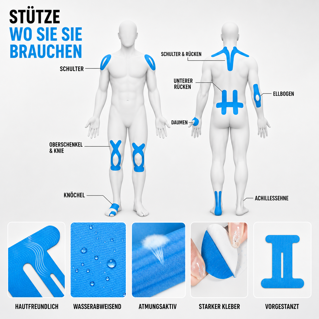 Nordspur | Flexitape Elastisches Atmungsaktives Kinesiology-Knie-Tape