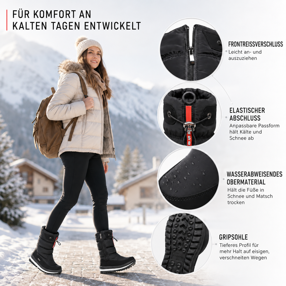 Nordspur | Frozelle Mittelhoch Isolierte Winterstiefel