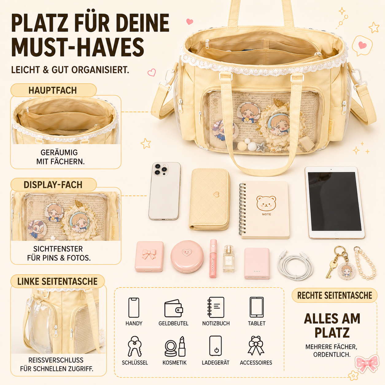 Nordspur | Itavelle Japanischer Itabag Mit Transparentem Display-Fenster